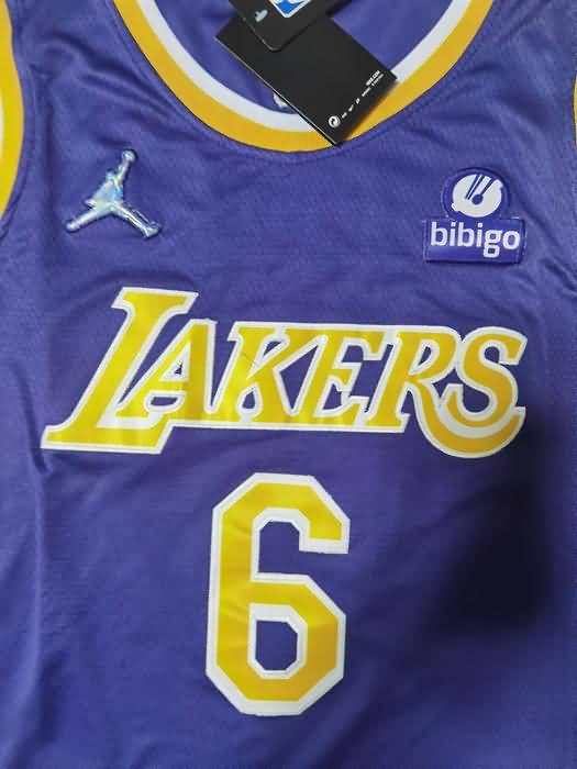 Los Angeles Lakers 21/22 JAMES #6 Purple AJ Basketball Jersey (Stitched)