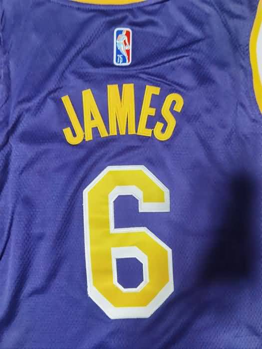 Los Angeles Lakers 21/22 JAMES #6 Purple AJ Basketball Jersey (Stitched)