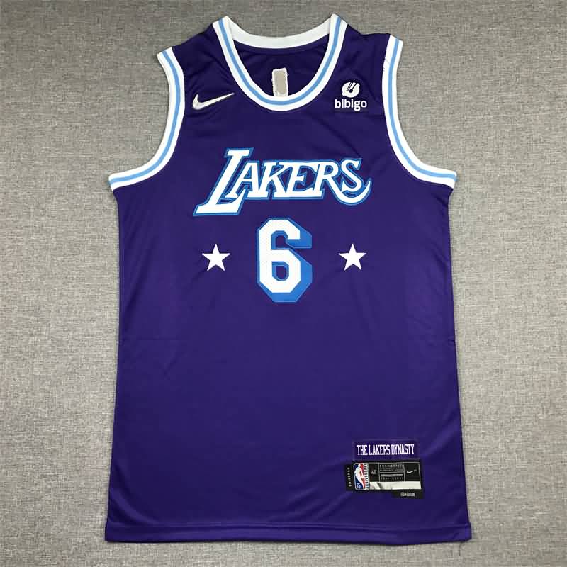 21/22 Los Angeles Lakers #6 JAMES Purple City Basketball Jersey (Stitched)