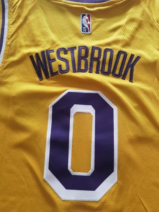 Los Angeles Lakers 21/22 WESTBROOK #0 Yellow Basketball Jersey (Stitched)