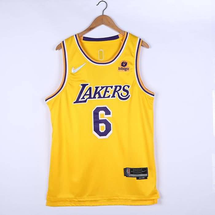 21/22 Los Angeles Lakers #6 JAMES Yellow Basketball Jersey (Stitched)