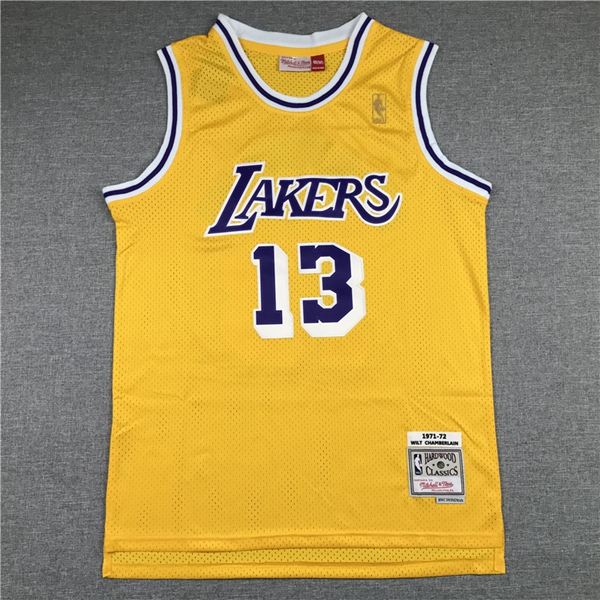 Los Angeles Lakers 1971/72 CHAMBERLAIN #13 Yellow Classics Basketball Jersey (Stitched)