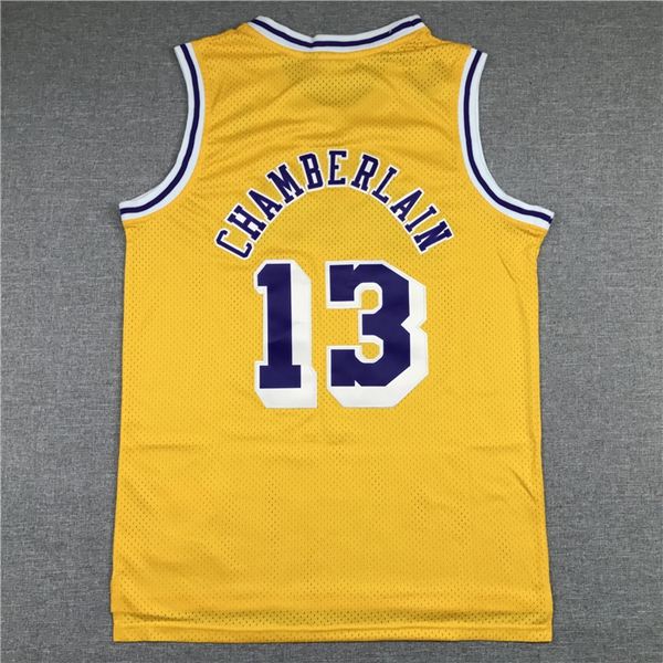 Los Angeles Lakers 1971/72 CHAMBERLAIN #13 Yellow Classics Basketball Jersey (Stitched)