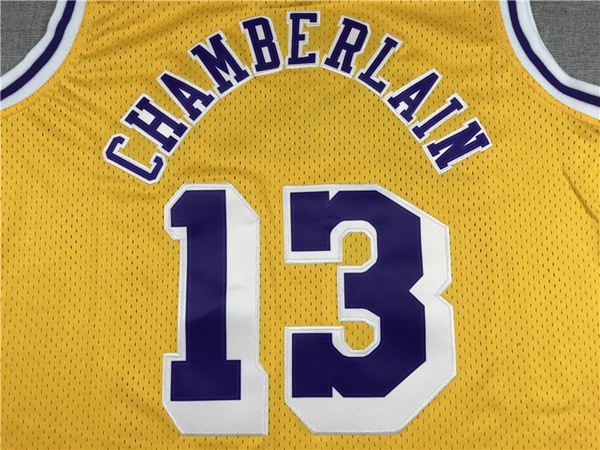 Los Angeles Lakers 1971/72 CHAMBERLAIN #13 Yellow Classics Basketball Jersey (Stitched)