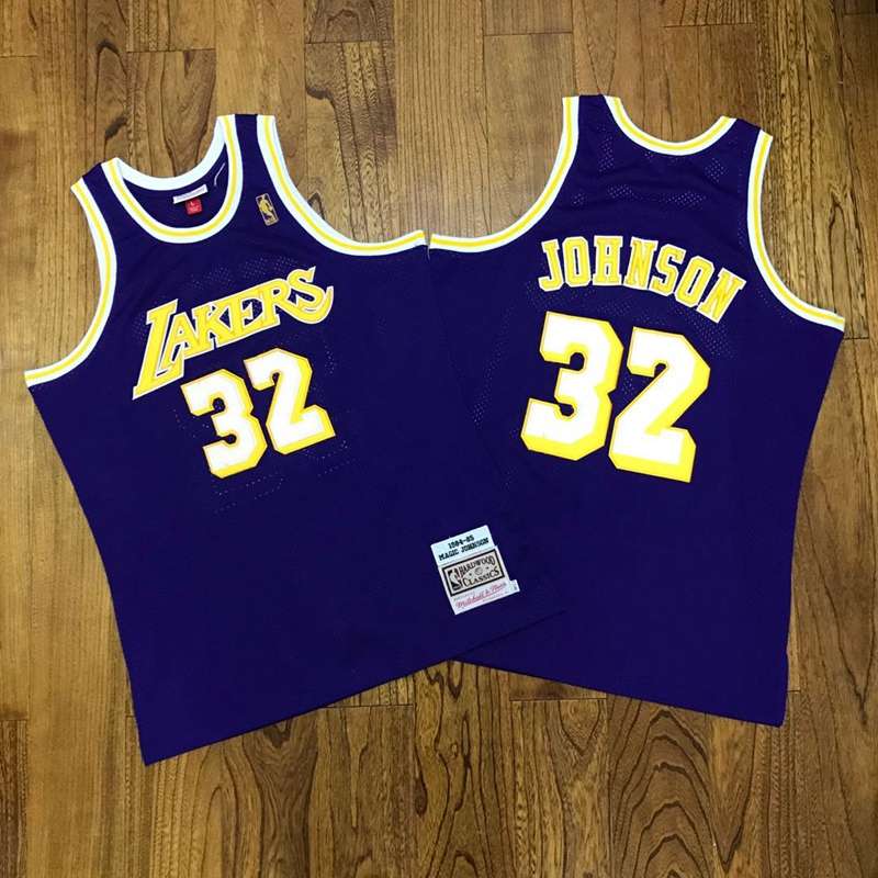 Los Angeles Lakers 1984/85 JOHNSON #32 Purple Classics Basketball Jersey (Closely Stitched)