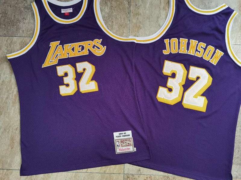 Los Angeles Lakers 1984/85 JOHNSON #32 Purple Classics Basketball Jersey 2 (Closely Stitched)