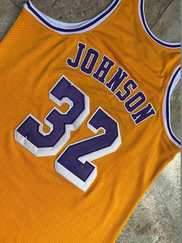 Los Angeles Lakers 1984/85 JOHNSON #32 Yellow Classics Basketball Jersey (Closely Stitched)