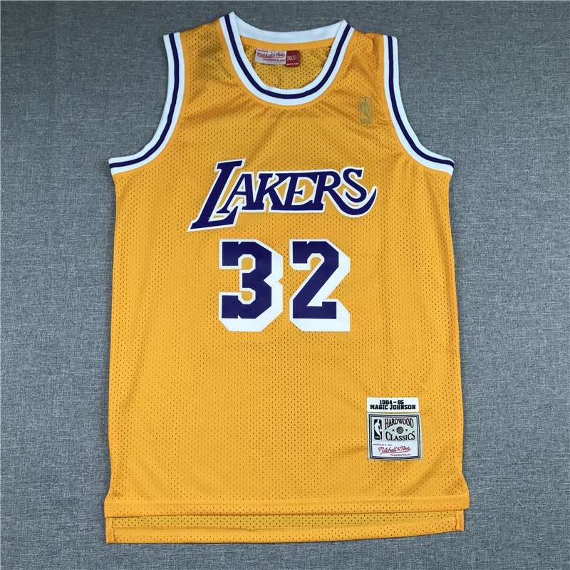 Los Angeles Lakers 1984/85 JOHNSON #32 Yellow Classics Basketball Jersey (Stitched)