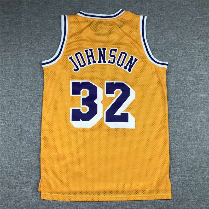 Los Angeles Lakers 1984/85 JOHNSON #32 Yellow Classics Basketball Jersey (Stitched)