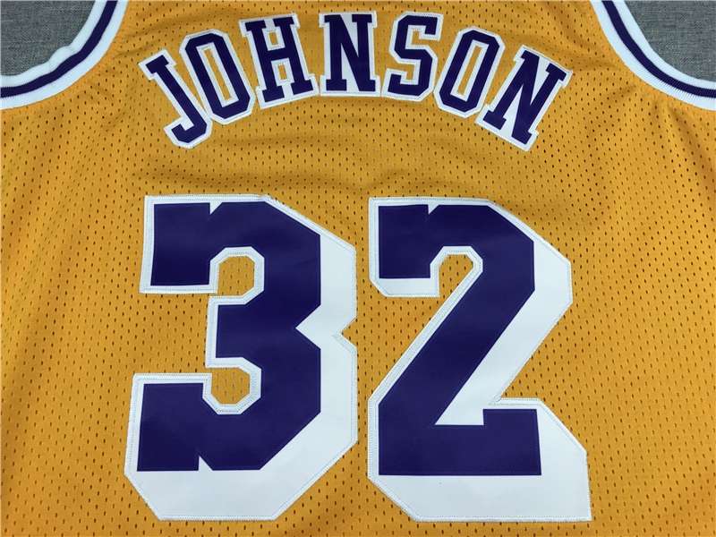 Los Angeles Lakers 1984/85 JOHNSON #32 Yellow Classics Basketball Jersey (Stitched)