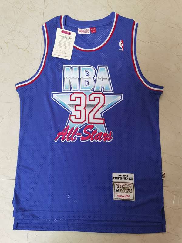 Los Angeles Lakers 1992 JOHNSON #32 Blue All Star Classics Basketball Jersey (Stitched)