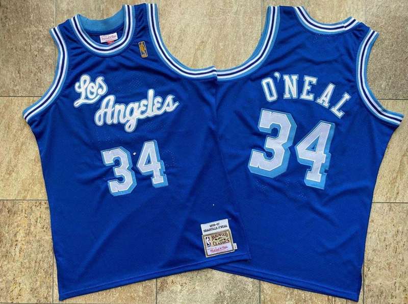 Los Angeles Lakers 1996/97 ONEAL #34 Blue Classics Basketball Jersey (Closely Stitched)