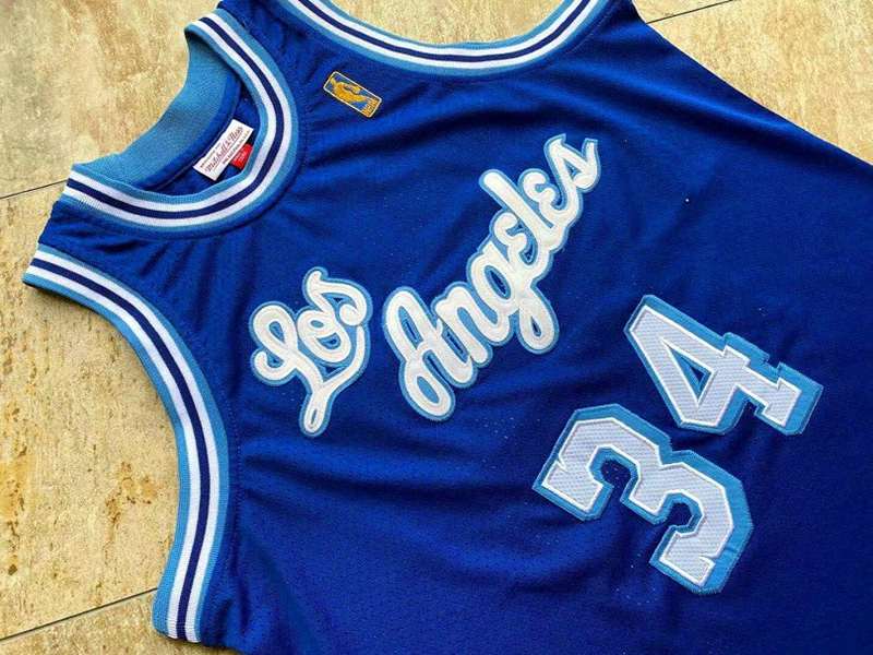 Los Angeles Lakers 1996/97 ONEAL #34 Blue Classics Basketball Jersey (Closely Stitched)