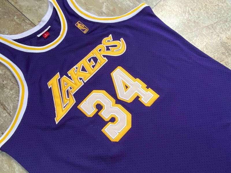 Los Angeles Lakers 1996/97 ONEAL #34 Purple Classics Basketball Jersey (Closely Stitched)