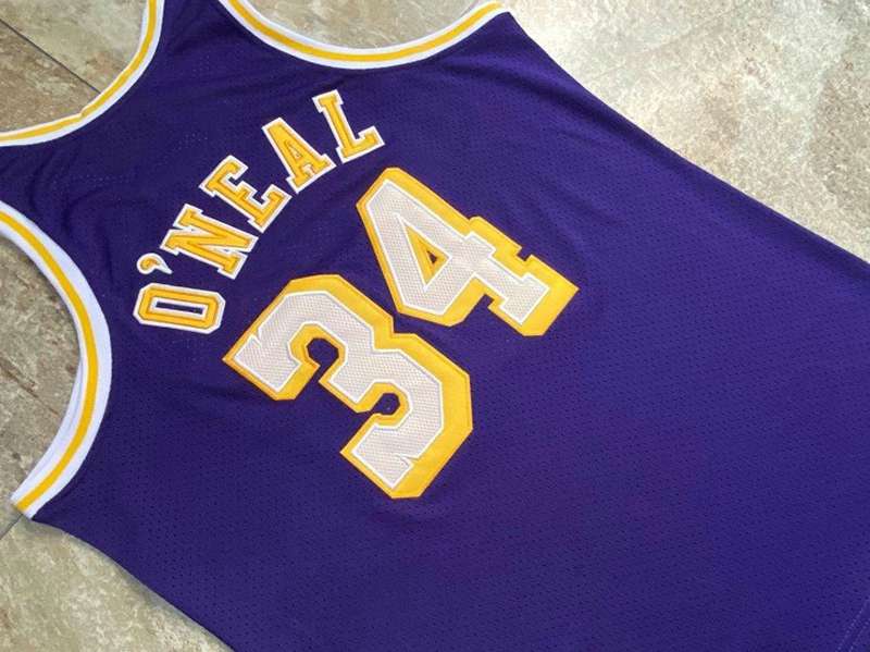 Los Angeles Lakers 1996/97 ONEAL #34 Purple Classics Basketball Jersey (Closely Stitched)