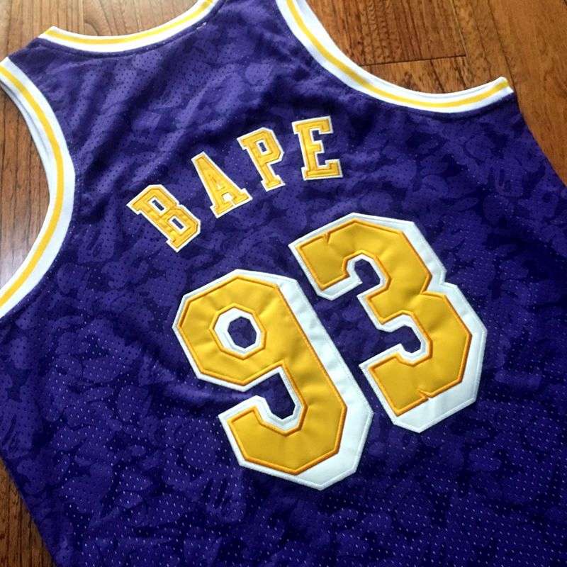 Los Angeles Lakers 1996/97 BAPE #93 Purple Classics Basketball Jersey (Closely Stitched)