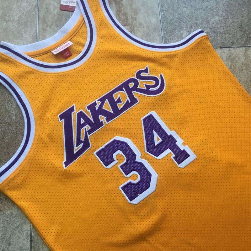 Los Angeles Lakers 1996/97 ONEAL #34 Yellow Classics Basketball Jersey (Closely Stitched)