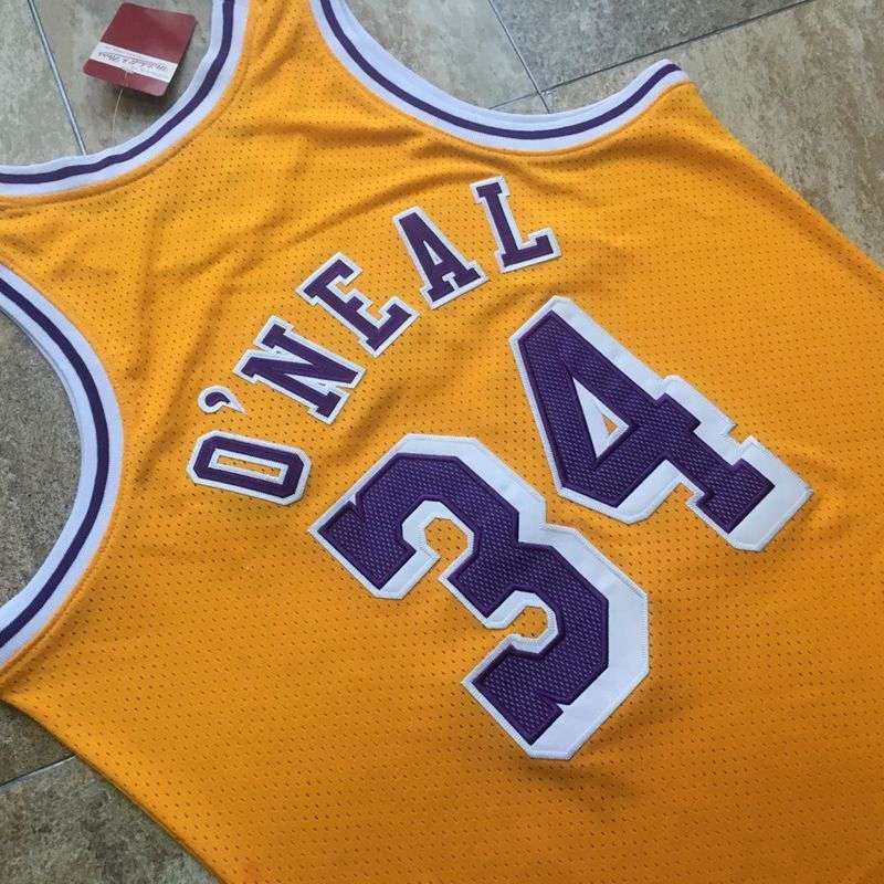 Los Angeles Lakers 1996/97 ONEAL #34 Yellow Classics Basketball Jersey (Closely Stitched)