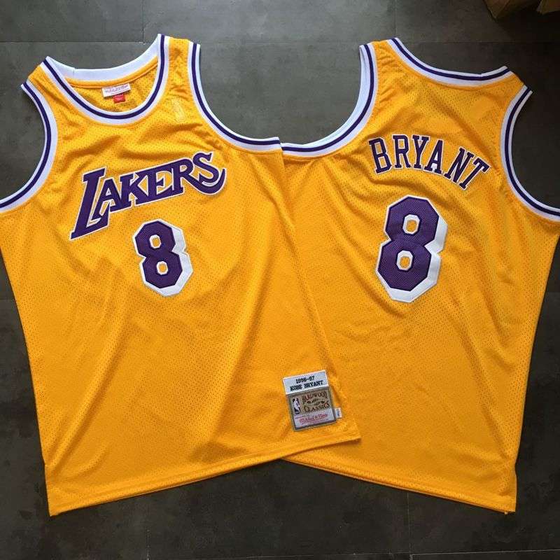 Los Angeles Lakers 1996/97 BRYANT #8 Yellow Classics Basketball Jersey (Closely Stitched)