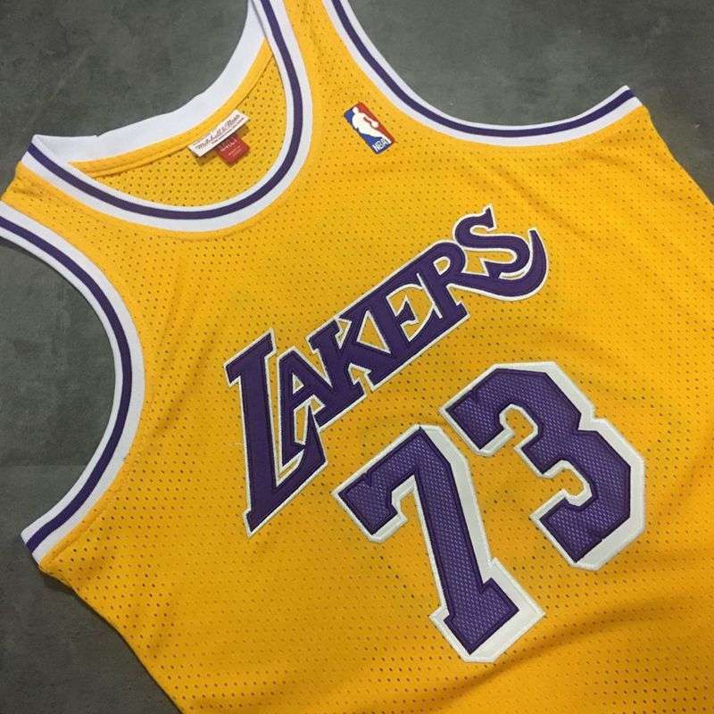 Los Angeles Lakers 1998/99 RODMAN #73 Yellow Classics Basketball Jersey (Closely Stitched)