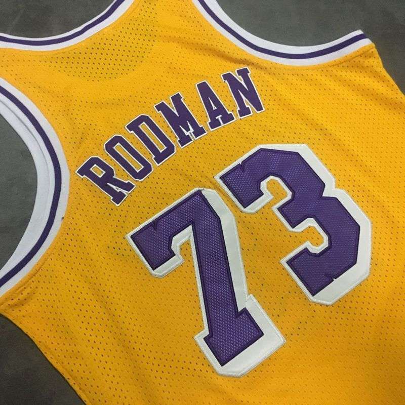 Los Angeles Lakers 1998/99 RODMAN #73 Yellow Classics Basketball Jersey (Closely Stitched)