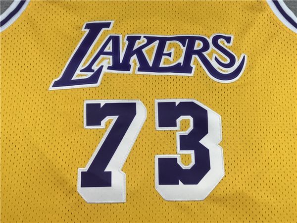 Los Angeles Lakers 1998/99 RODMAN #73 Yellow Classics Basketball Jersey (Stitched)