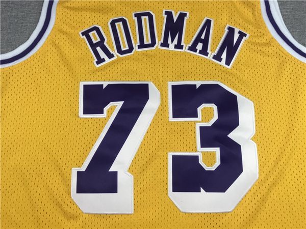 Los Angeles Lakers 1998/99 RODMAN #73 Yellow Classics Basketball Jersey (Stitched)