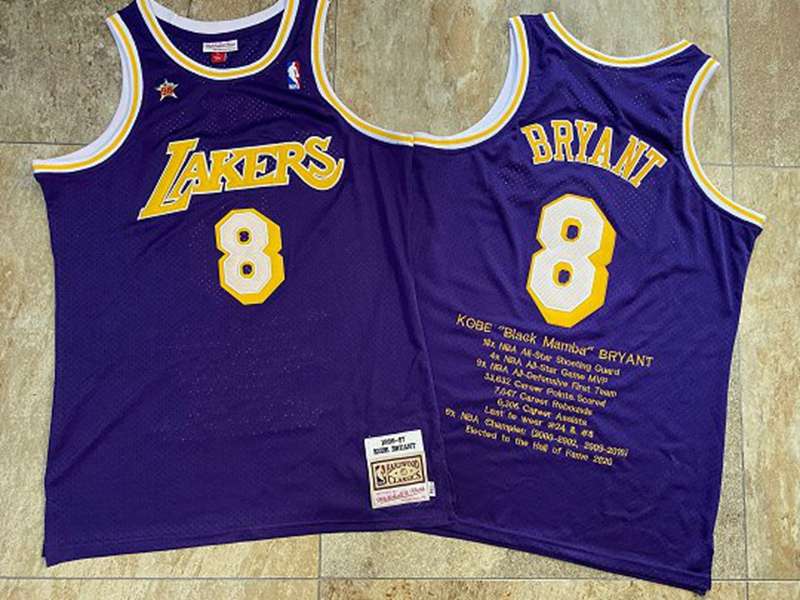 Los Angeles Lakers 1998 BRYANT #8 Purple All Star Classics Basketball Jersey 2 (Closely Stitched)