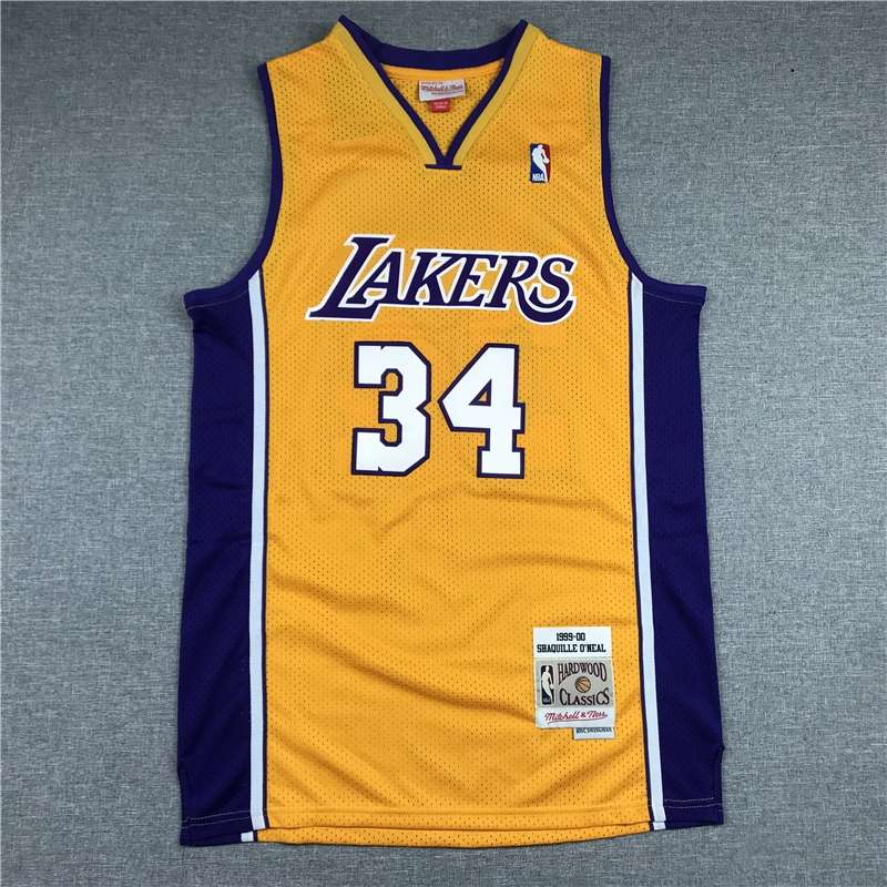 Los Angeles Lakers 1999/00 ONEAL #34 Yellow Classics Basketball Jersey (Stitched)