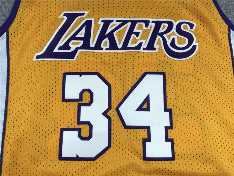 Los Angeles Lakers 1999/00 ONEAL #34 Yellow Classics Basketball Jersey (Stitched)