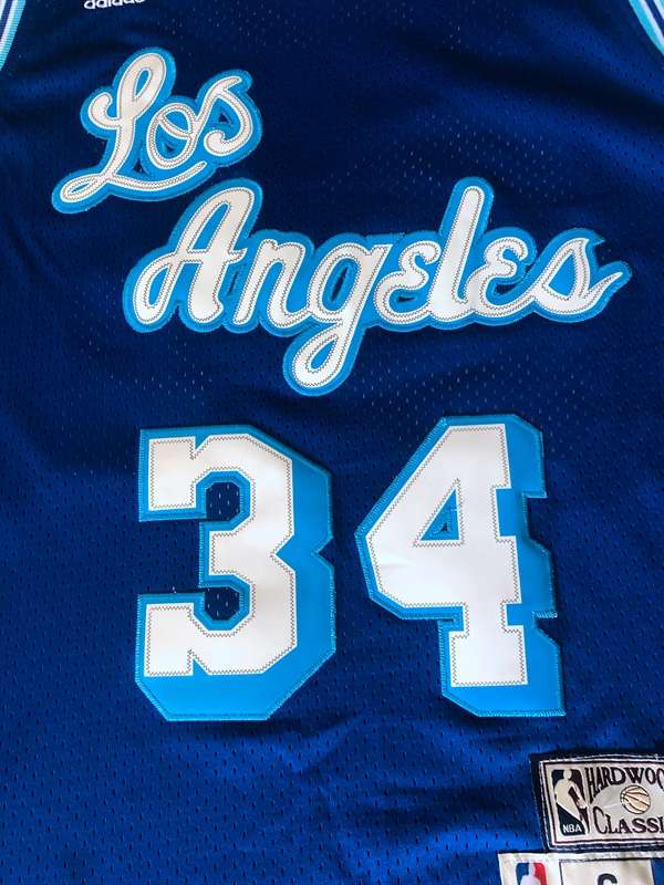 Los Angeles Lakers ONEAL #34 Blue Classics Basketball Jersey (Stitched)