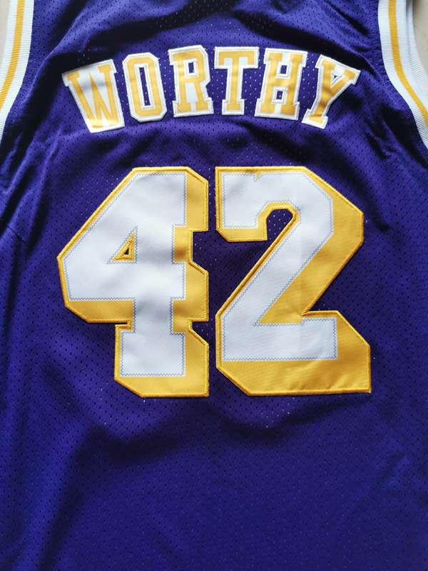 Los Angeles Lakers WORTHY #42 Purple Classics Basketball Jersey (Stitched)