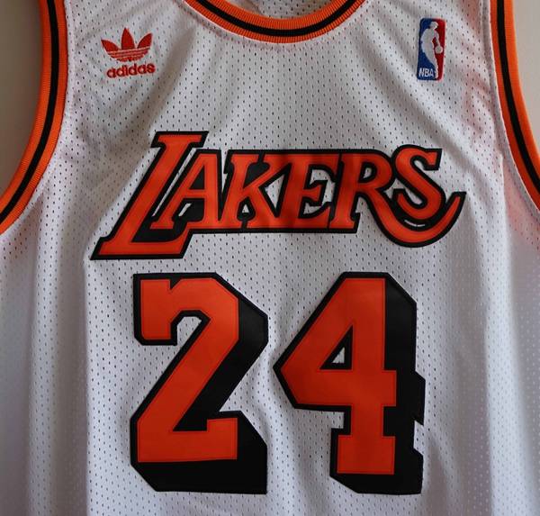 Los Angeles Lakers BRYANT #24 White Orange Classics Basketball Jersey (Stitched)