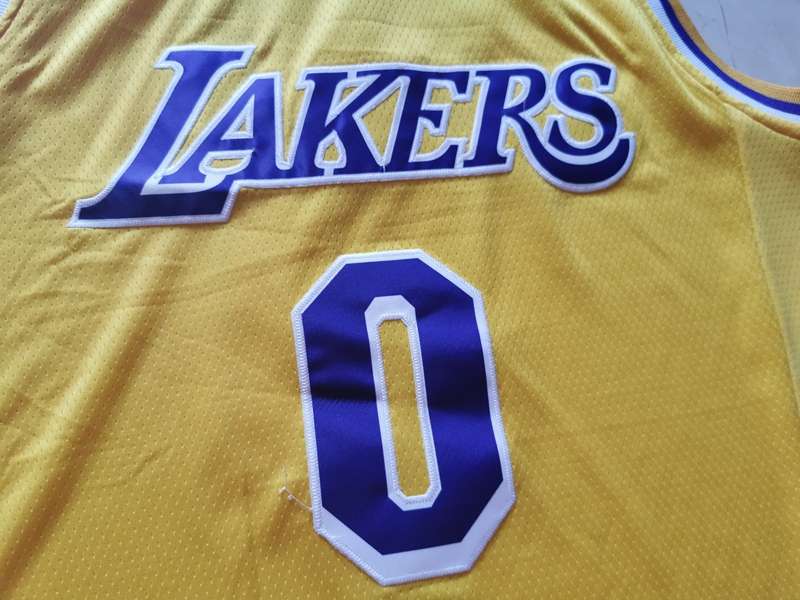 Los Angeles Lakers KUZMA #0 Yellow Classics Basketball Jersey (Stitched)