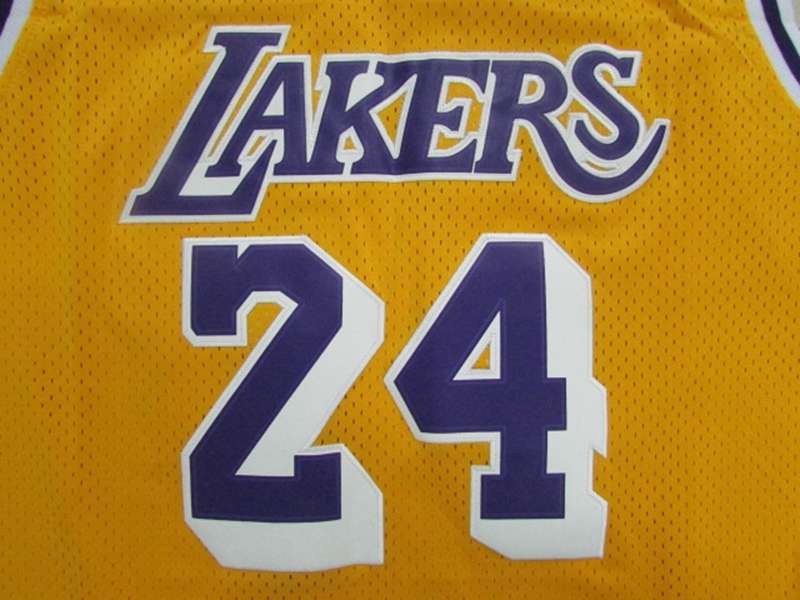 Los Angeles Lakers BRYANT #24 Yellow Classics Basketball Jersey (Stitched)