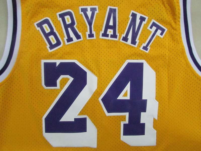 Los Angeles Lakers BRYANT #24 Yellow Classics Basketball Jersey (Stitched)