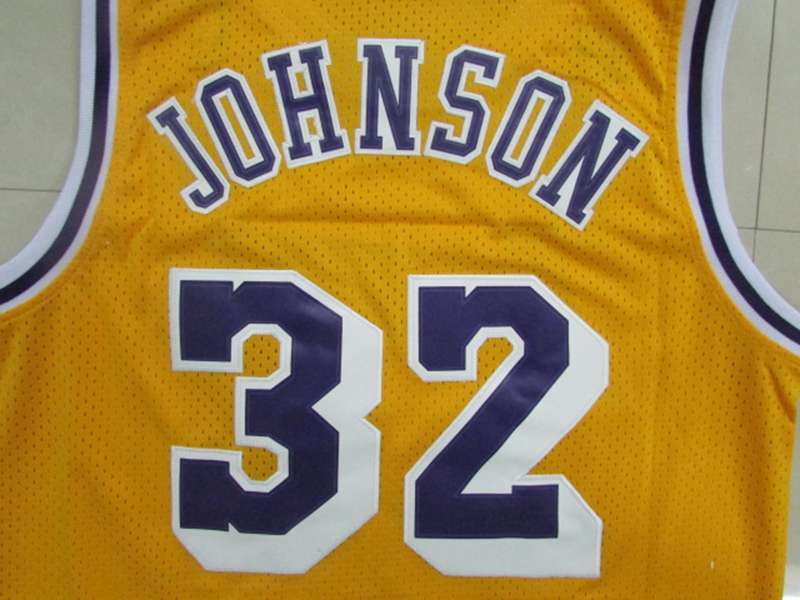 Los Angeles Lakers JOHNSON #32 Yellow Classics Basketball Jersey (Stitched)