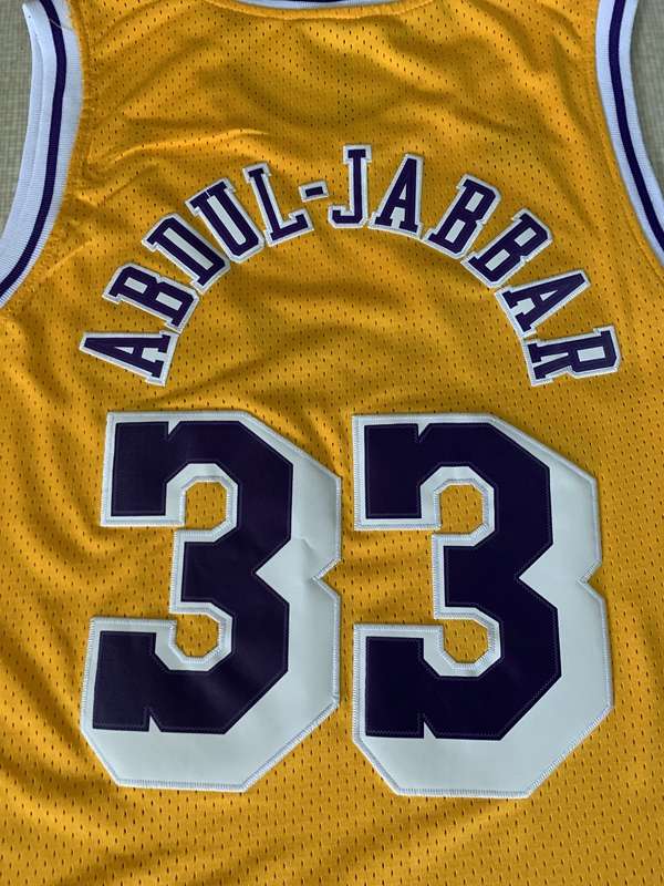 Los Angeles Lakers ABDUL-JABBAR #33 Yellow Classics Basketball Jersey (Stitched)