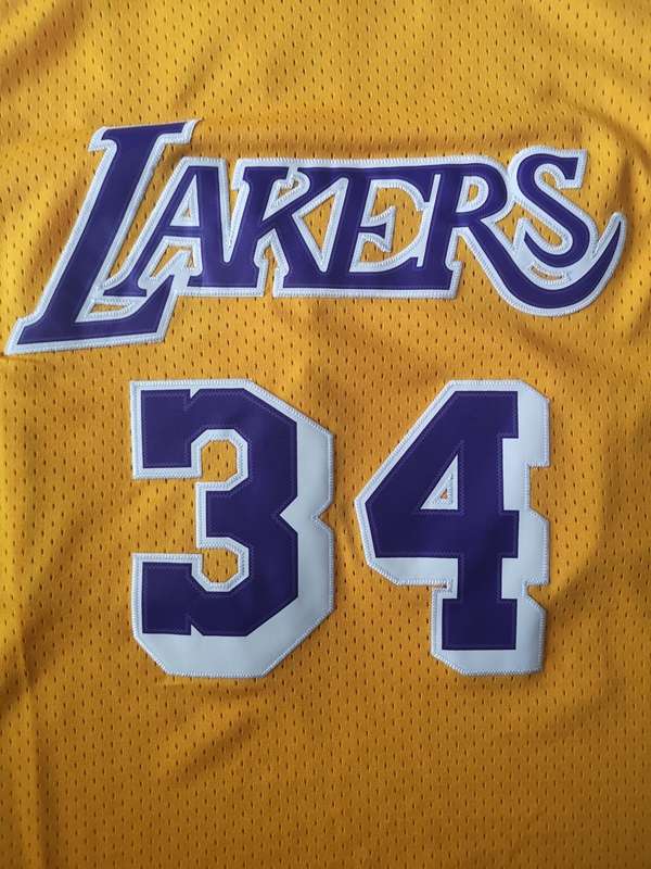 Los Angeles Lakers ONEAL #34 Yellow Classics Basketball Jersey (Stitched)