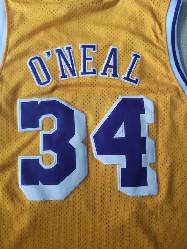 Los Angeles Lakers ONEAL #34 Yellow Classics Basketball Jersey (Stitched)