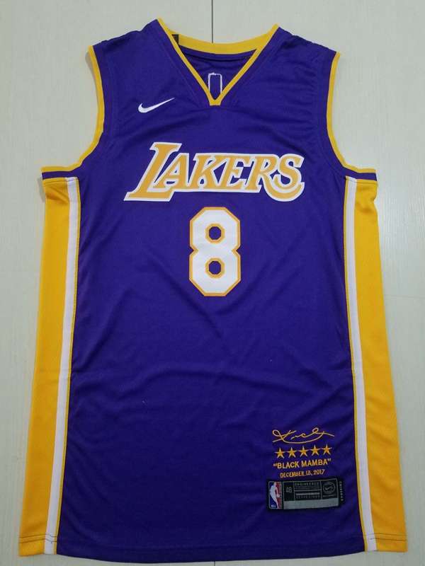 Los Angeles Lakers BRYANT #8 Purple Basketball Jersey 3 (Stitched)