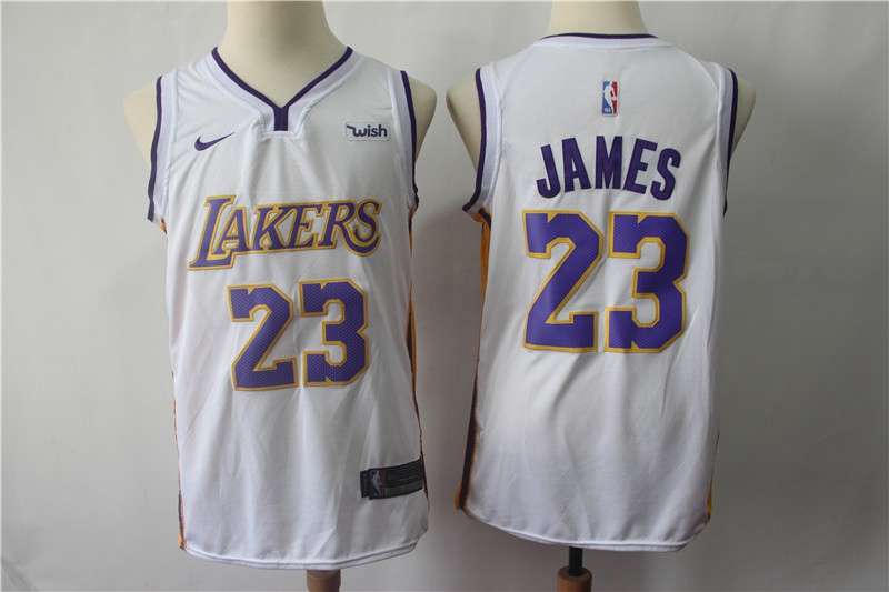 Los Angeles Lakers JAMES #23 White Basketball Jersey 2 (Stitched)