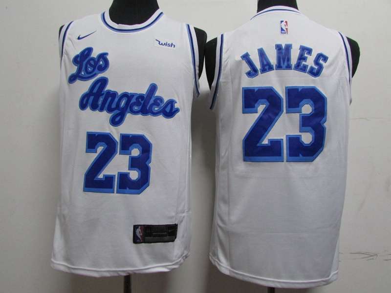 Los Angeles Lakers JAMES #23 White Basketball Jersey 3 (Stitched)