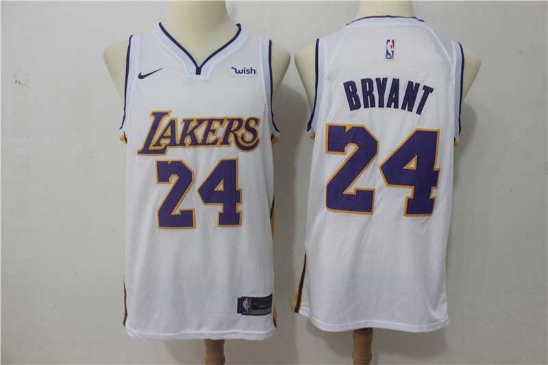 Los Angeles Lakers BRYANT #24 White Basketball Jersey (Stitched)