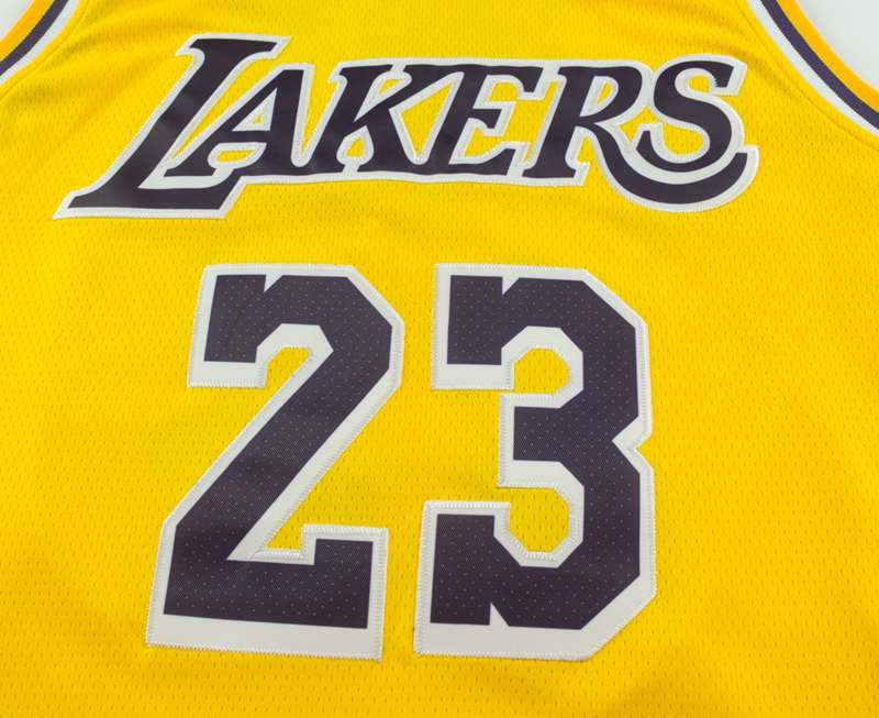 Los Angeles Lakers JAMES #23 Yellow Basketball Jersey (Stitched)