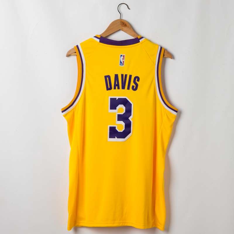 Los Angeles Lakers DAVIS #3 Yellow Basketball Jersey (Stitched)