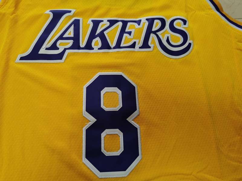 Los Angeles Lakers BRYANT #8 Yellow Basketball Jersey (Stitched)