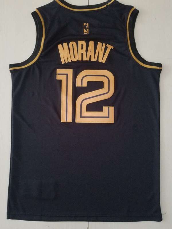 Memphis Grizzlies 2020 MORANT #12 Black Gold Basketball Jersey (Stitched)