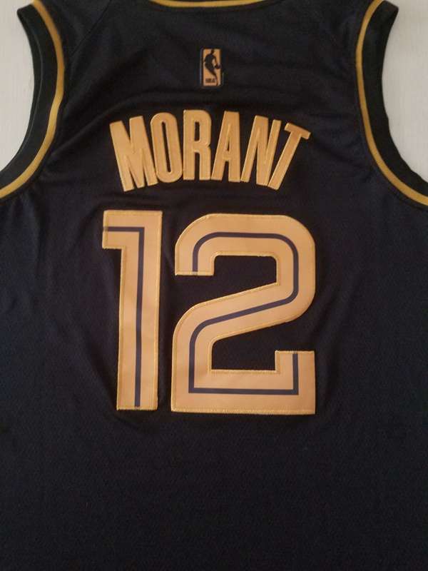 Memphis Grizzlies 2020 MORANT #12 Black Gold Basketball Jersey (Stitched)