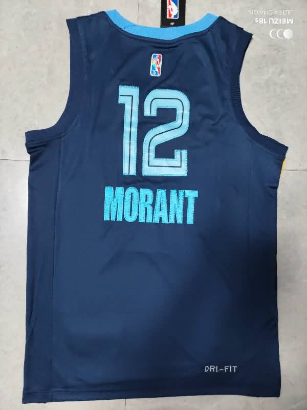 Memphis Grizzlies 21/22 MORANT #12 Dark Blue Basketball Jersey (Stitched)